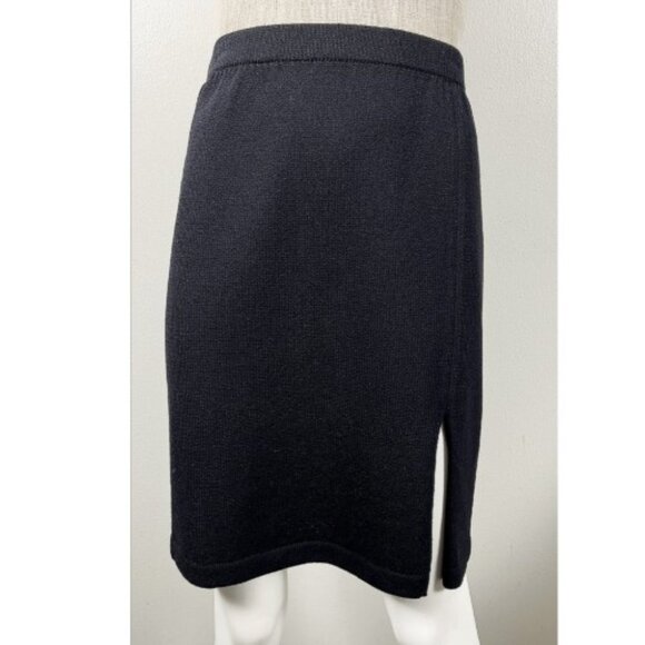ST. JOHN SJK SANTANA KNITS BLACK FRONT SLIT SKIRT 2 - Picture 1 of 3